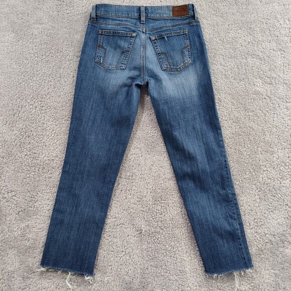 Fossil Jeans Womens Straight Size 25 Dark Wash Denim Stretch Low Rise Raw Hem - Picture 9 of 10